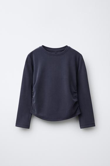 Zara SPORTY RUCHED T-SHIRT - Blue - Image 0