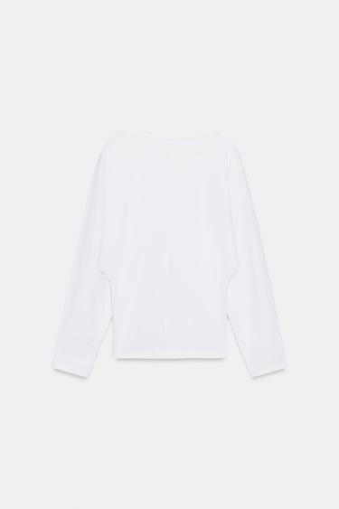 HEAVY COTTON LONG SLEEVE T-SHIRT - White by Zara - Image 4