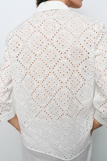 CHEMISE AVEC BRODERIES AJOURÉES COLLECTION ZW - Blanc de Zara - Image 1
