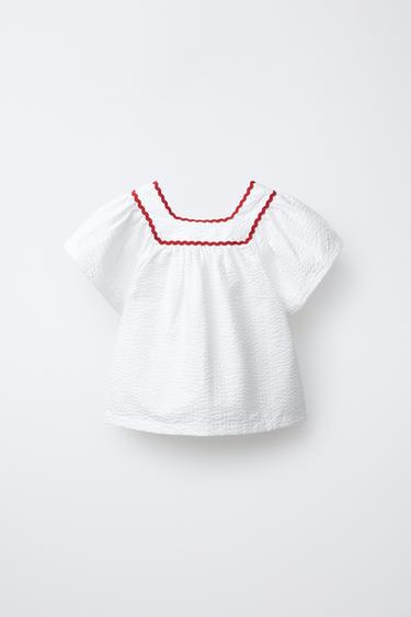 TEXTURED RICKRACK TOP - Oyster-white by Zara - Image 0