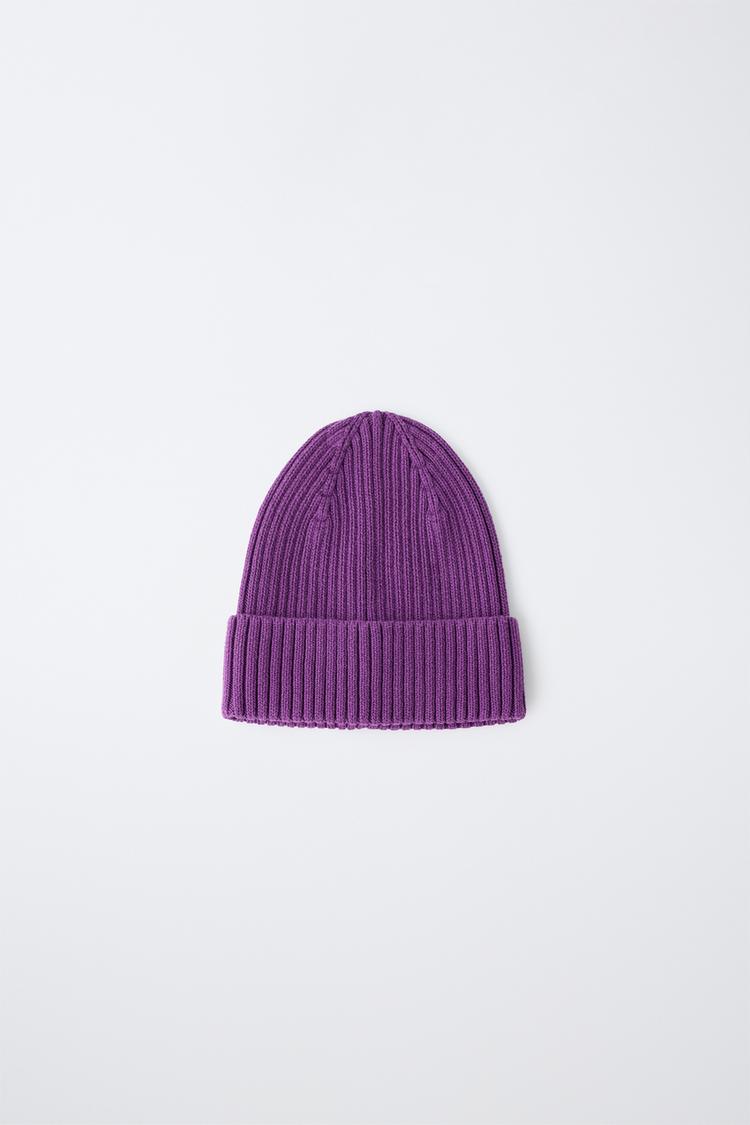 KNIT HAT — Purple