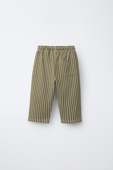 STRIPED PLUSH TROUSERS - Green by Zara - Image 1