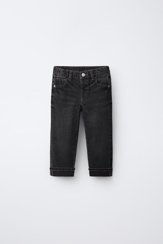 STITCHED STRAIGHT FIT JEANS - Grey by Zara - Image 0