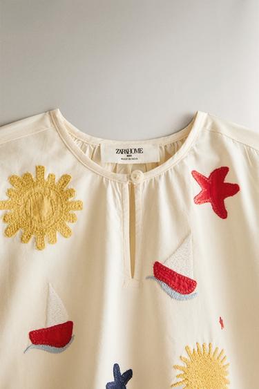 ROBE DE PLAGE ENFANT BRODÉE - Crème de Zara - Image 1