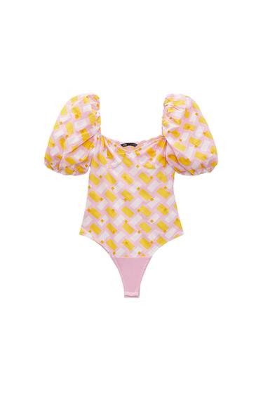 PRINTED POPLIN BODYSUIT