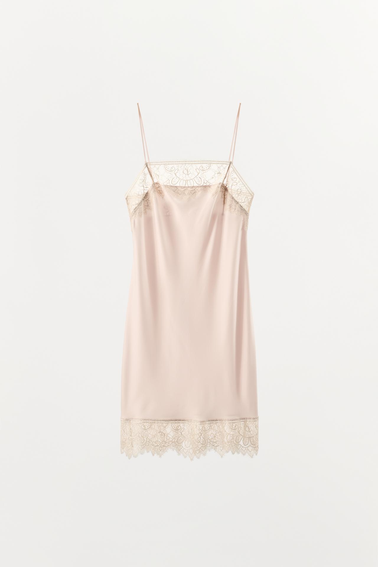 ZARA SATIN LACE SLIP DRESS