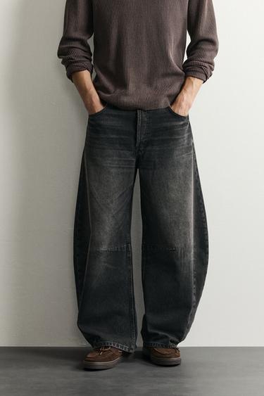 BARREL FIT JEANS - Charcoal by Zara