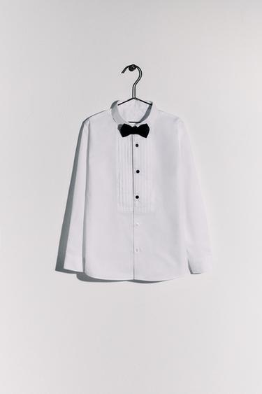 DETACHABLE VELVET BOW TIE SHIRT - Bela od Zare