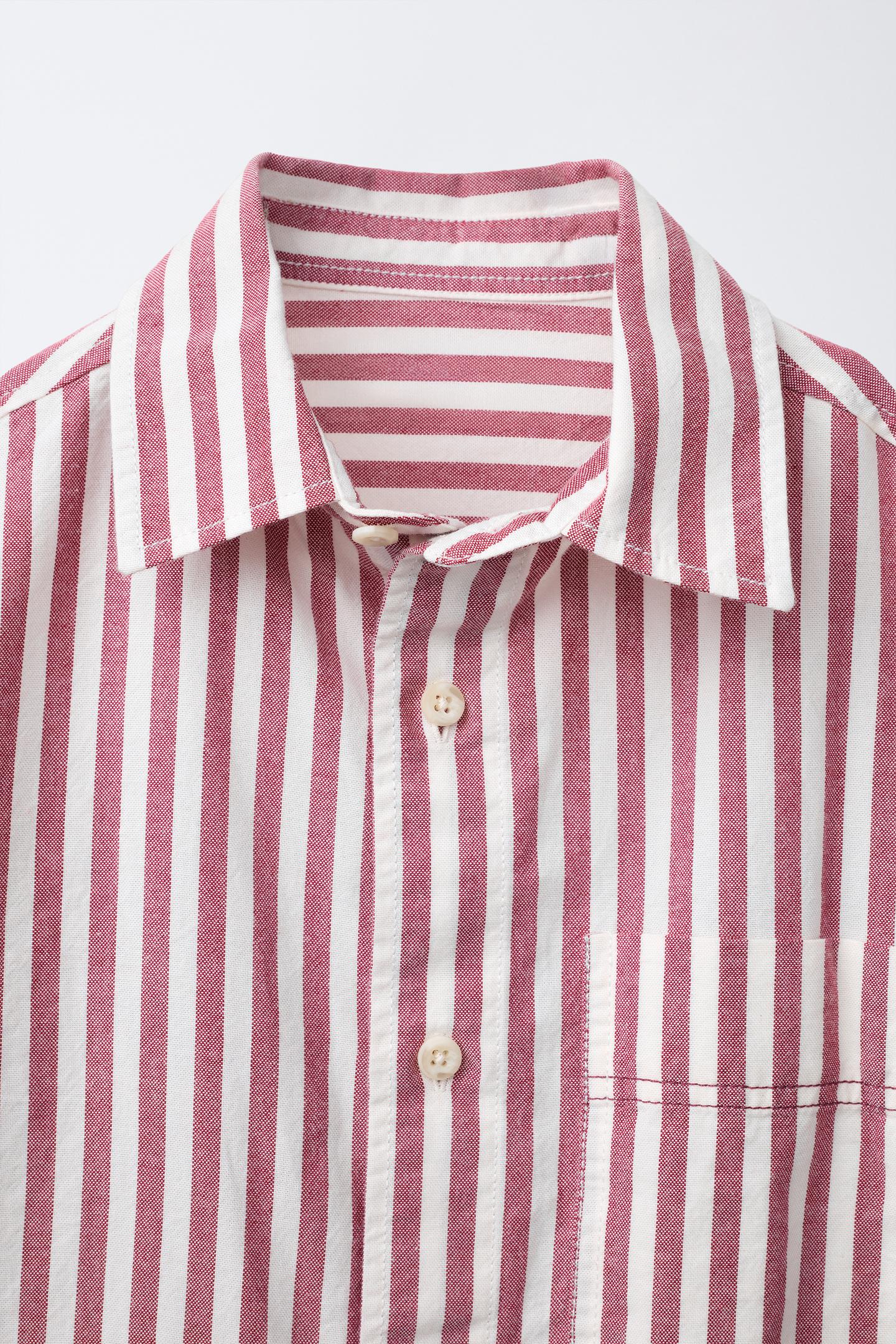 Детская рубашка Zara Striped Pocket, цвет: Бордовый — фото 3