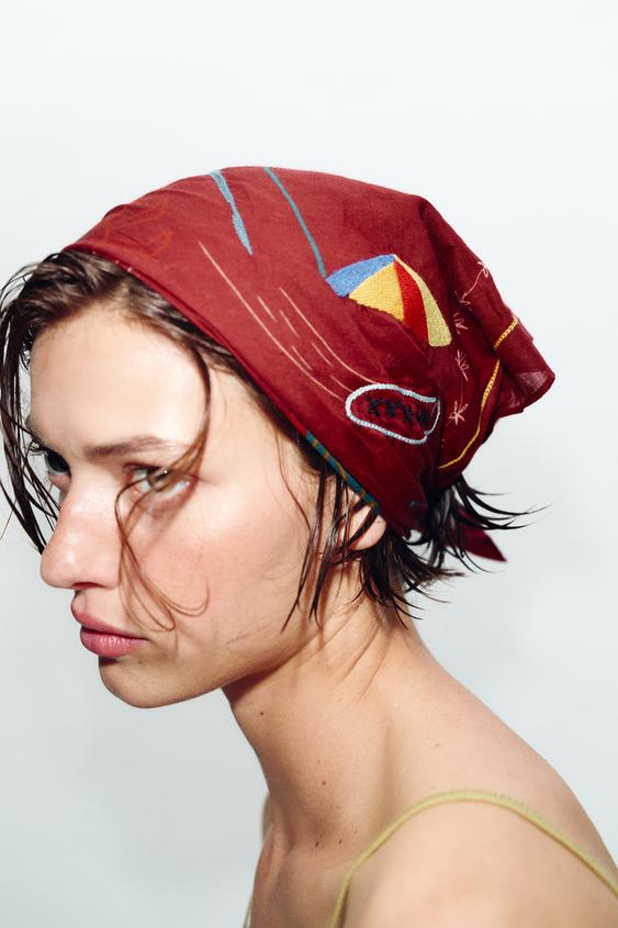EMBROIDERED PRINTED BANDANA SCARF from Zara - $25.90