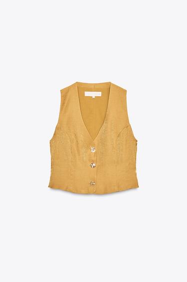 GOLD BUTTON SATIN TOP - Golden by Zara - Image 6