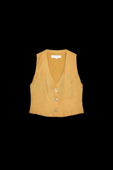 GOLD BUTTON SATIN TOP - Golden by Zara - Image 0