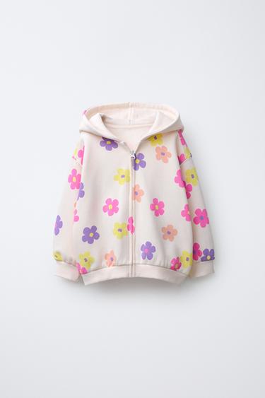 ZIP-UP PRINTED SWEATSHIRT - Mauve by Zara