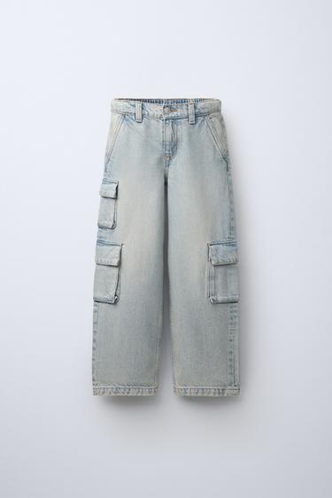 CARGO POCKET JEANS - Blue / Green by Zara - Image 0