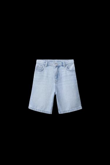 RELAXED BAGGY DENIM BERMUDA SHORTS - Light blue by Zara - Image 0