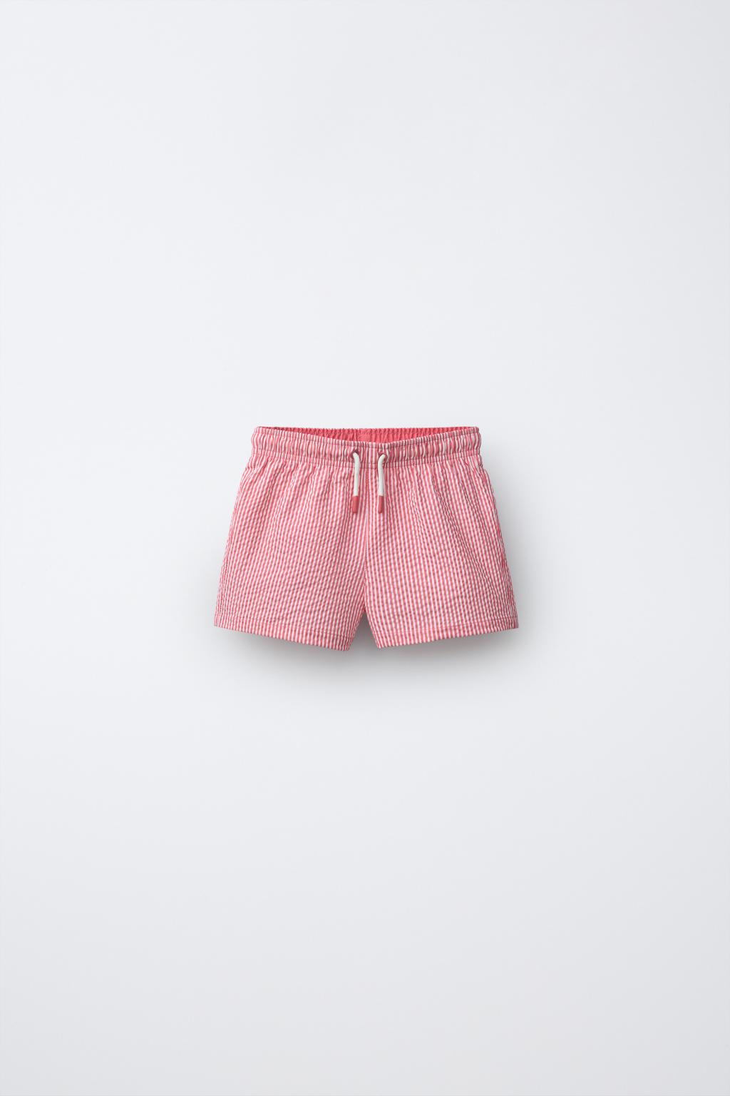 1-6 YEARS/ STRIPED SEERSUCKER SWIM SHORTS