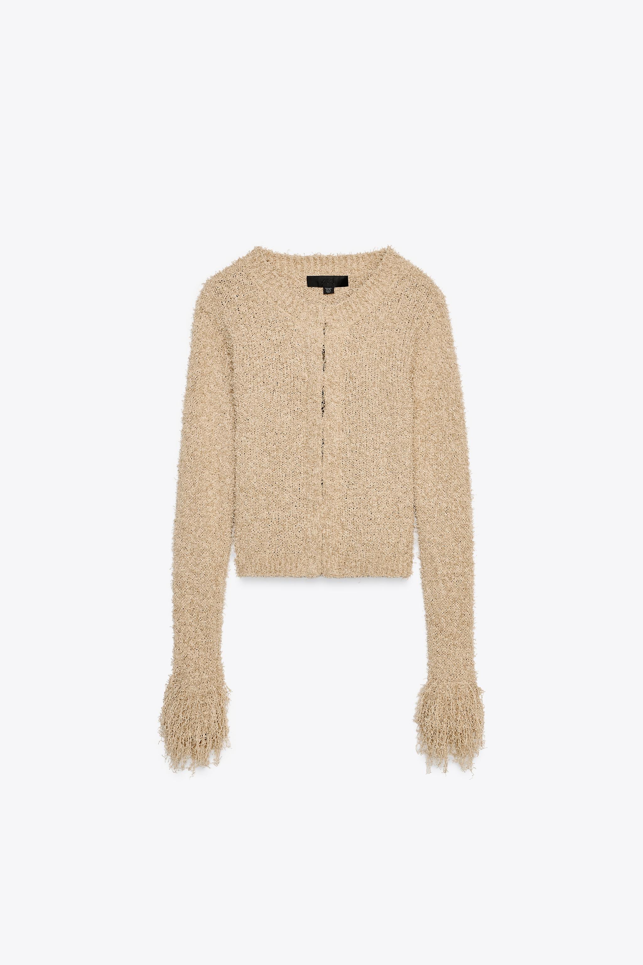 ニットカーディガン フリンジ - サンド | ZARA Japan / 日本