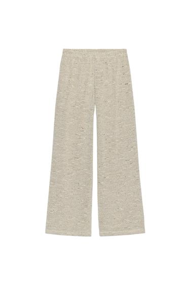 TEXTURED WIDE-LEG TROUSERS - Grey by Zara