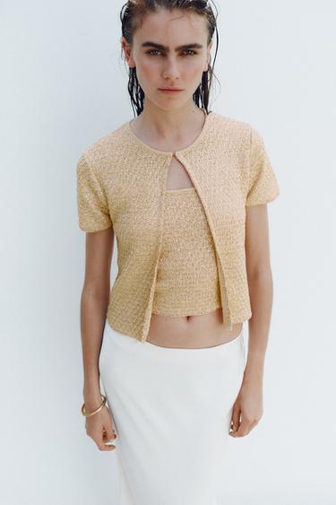 SEQUIN CARDIGAN - Butter by Zara
