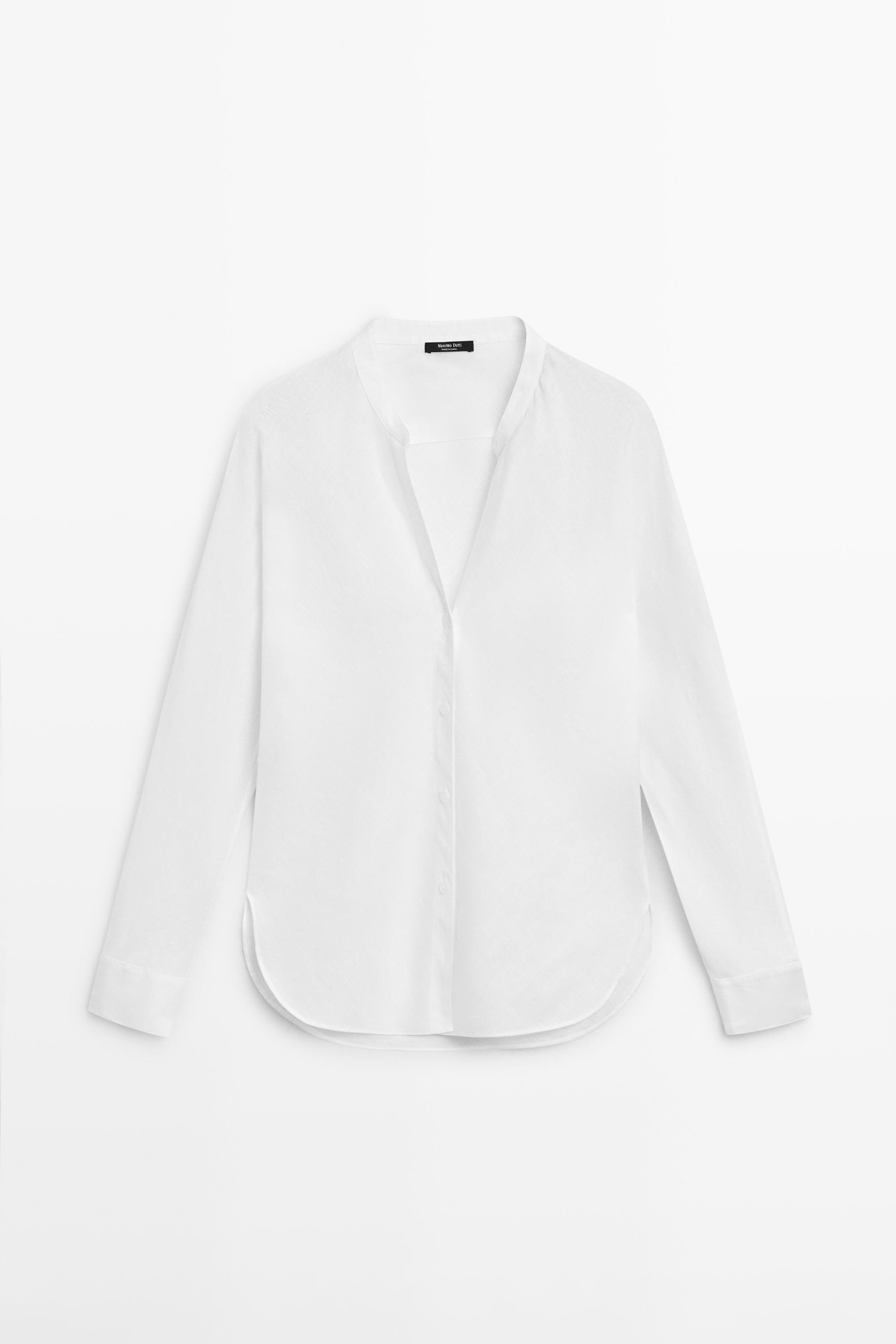 Chemise col officier 100 % lin