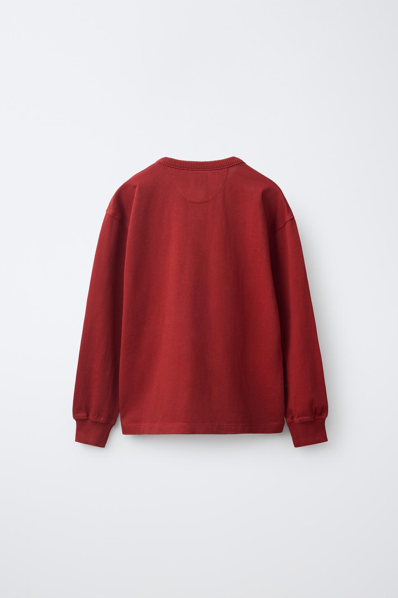 LABEL HENLEY T-SHIRT — Red