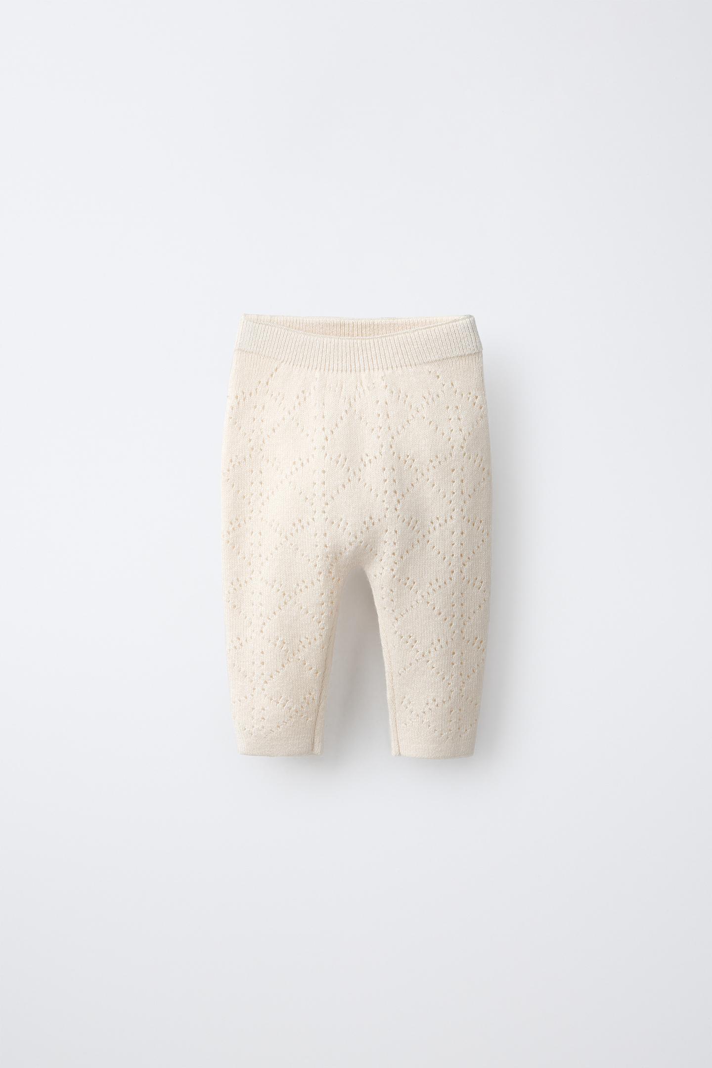 Детские леггинсы Zara Open-Knit Wool and Cashmere, цвет: Светлый бежевый — фото 1