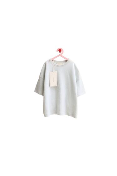 ZARA TIMELESS - CAMISETA LISA ALGODÓN LINO - Azul claro de Zara