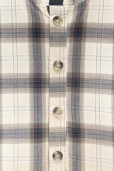 ZW COLLECTION CHECK SHIRT DRESS - Ecru / Blue by Zara - Image 7