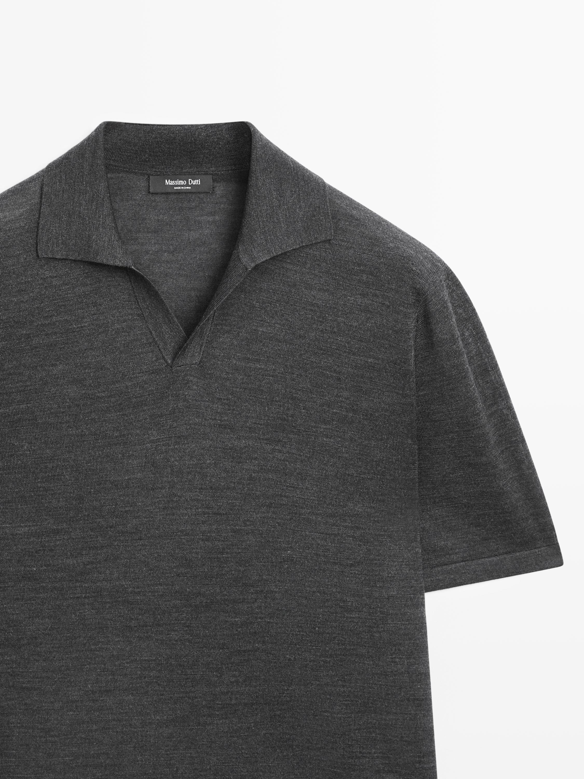Knit V-neck polo shirt