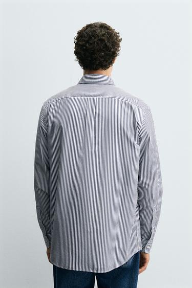 CHEMISE COUPE REGULAR À RAYURES - Bleu marine foncé de Zara - Image 2