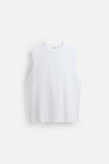 COTTON TANK T-SHIRT - White by Zara - Image 5