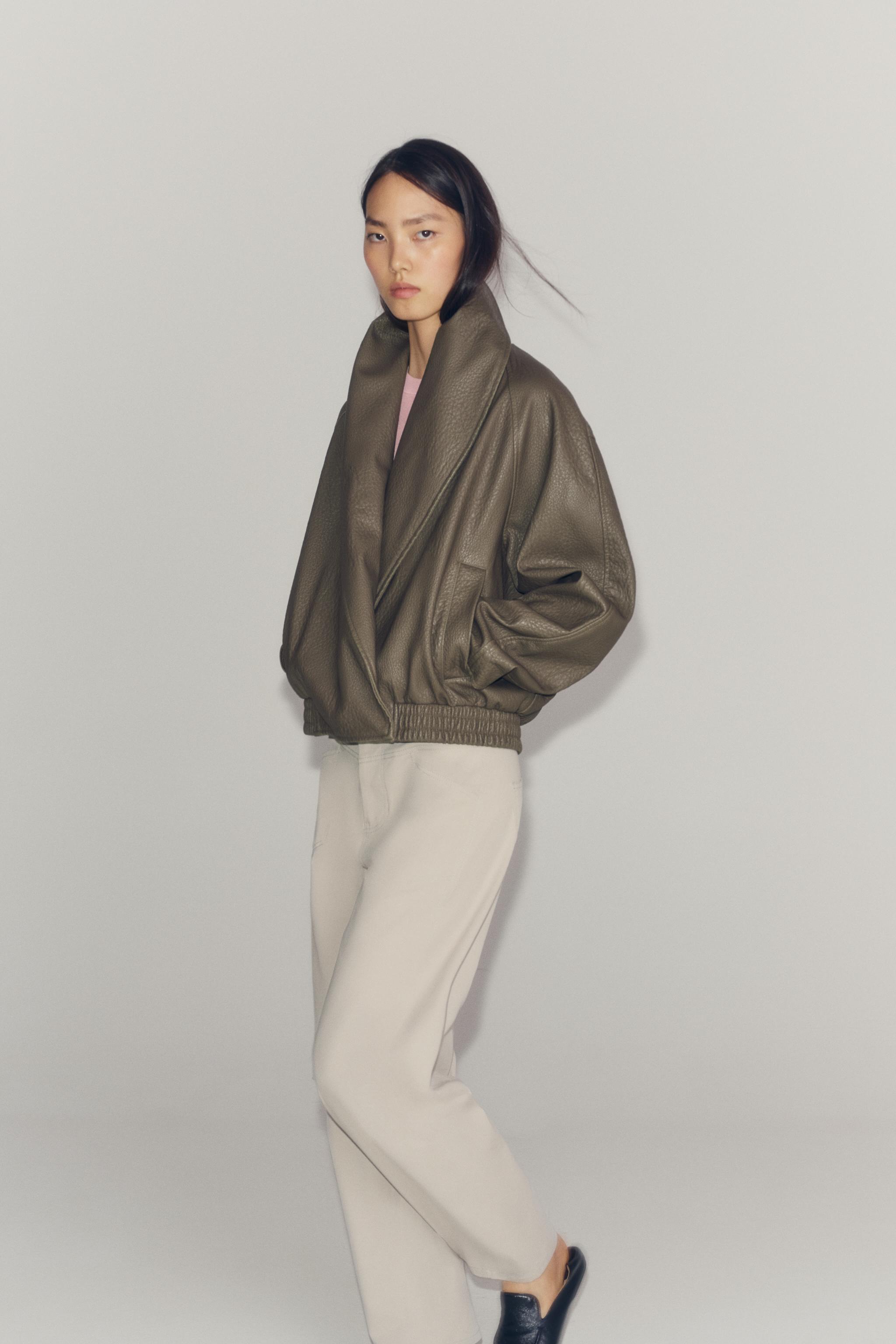Zara ZW COLLECTION SUNİ DERİ KRUVAZE CEKET görsel 5