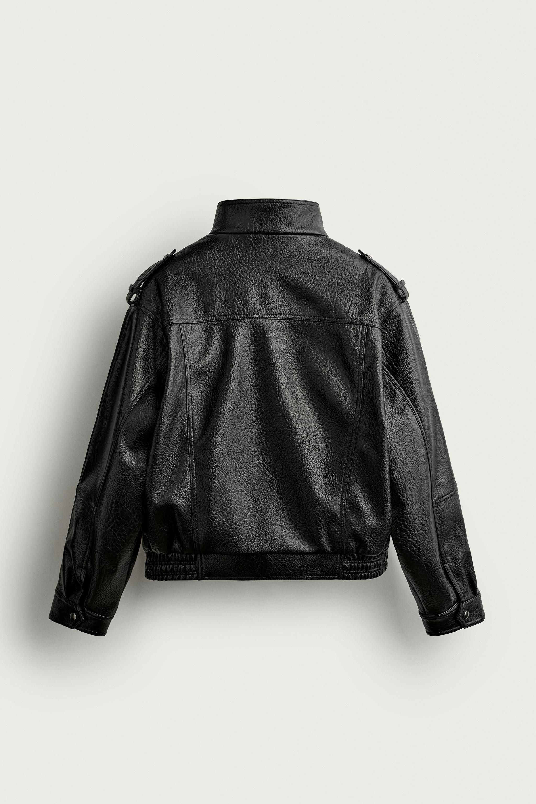 BLOUSON BIKER COUPE DÉCONTRACTÉE MATIÈRE SYNTHÉTIQUE