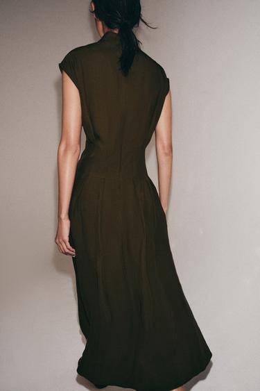 ROBE MI-LONGUE À NŒUDS ZW COLLECTION - Kaki de Zara - Image 2