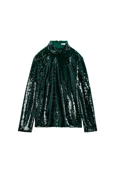 SEQUIN TURTLENECK TOP