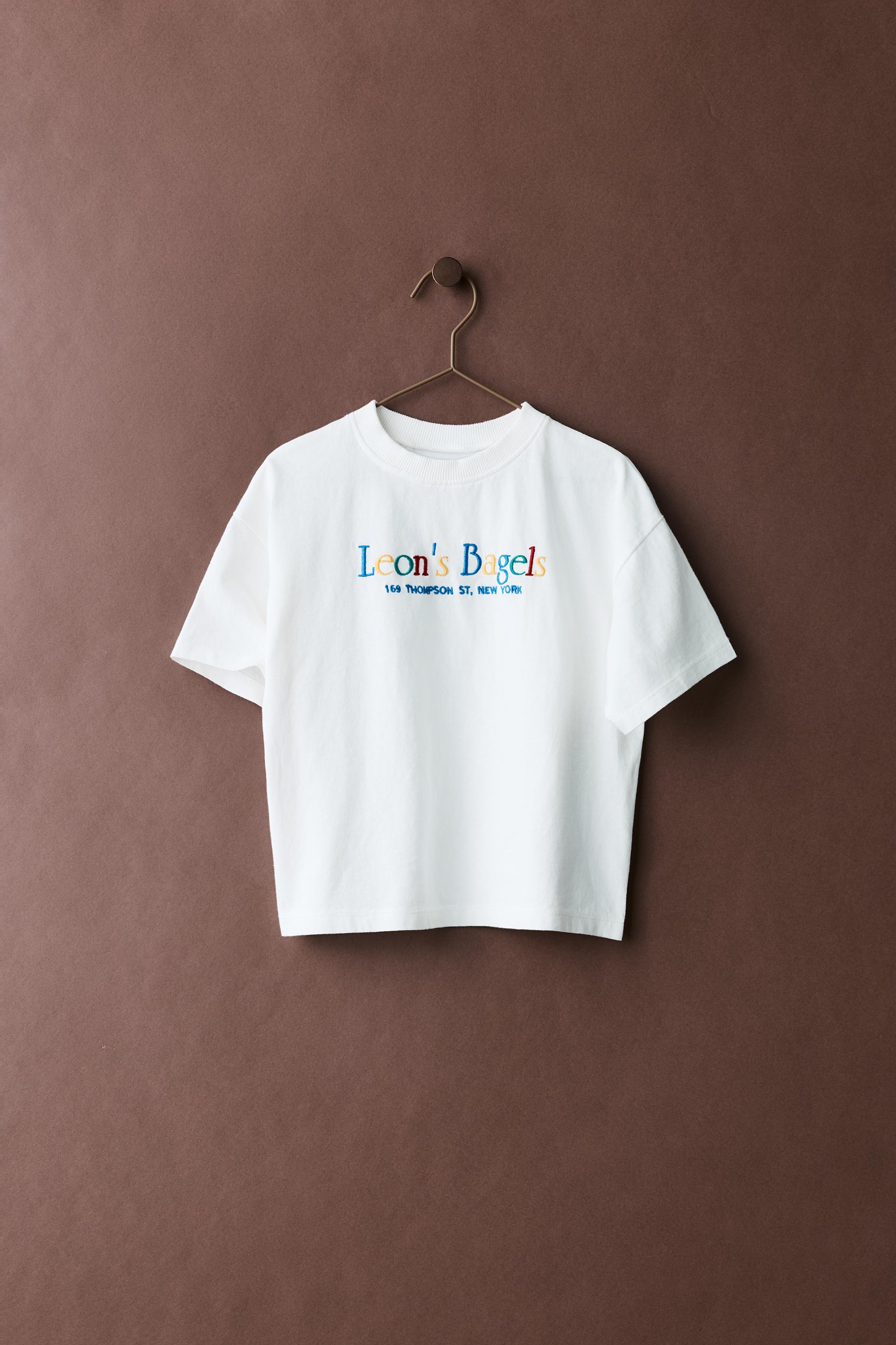 LEON'S BAGELS ® EMBROIDERED T-SHIRT — White