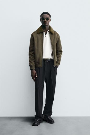 CAZADORA EFECTO ANTE DOBLE FAZ - Khaki de Zara - Imagen 0