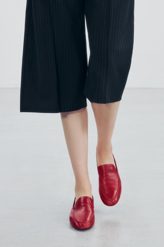 Zara LEATHER LOAFERS - Red - Image 0