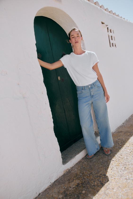 Zara Z1975 COMFORT HIGH RISE CULOTTE JEANS - Light blue - Image 0