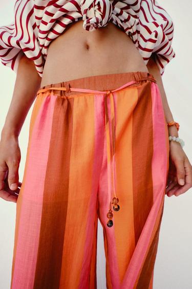 PANTALON LARGE À RAYURES - Multicolore de Zara - Image 2