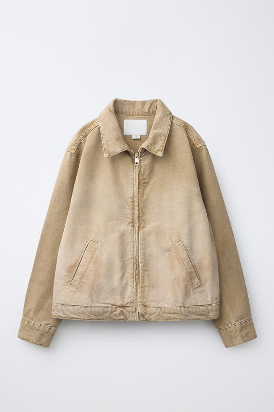 WASHED-EFFECT CANVAS JACKET - Ecru by Zara - Image 0