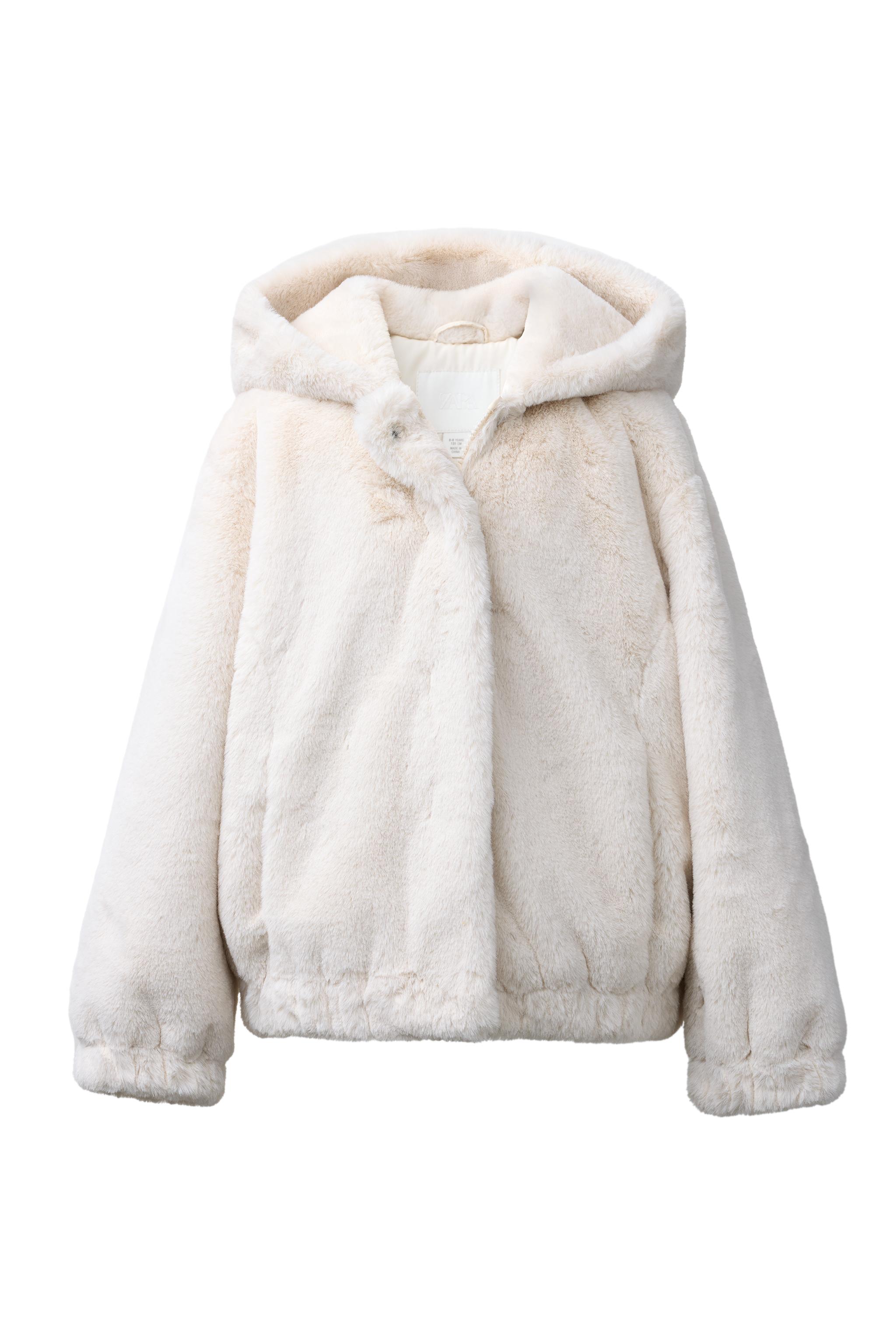 フェイクファー フード付きジャケット - エクリュ | ZARA Japan / 日本