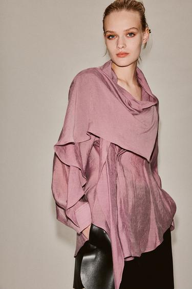 ZW COLLECTION SCARF SHIRT - Lilac by Zara