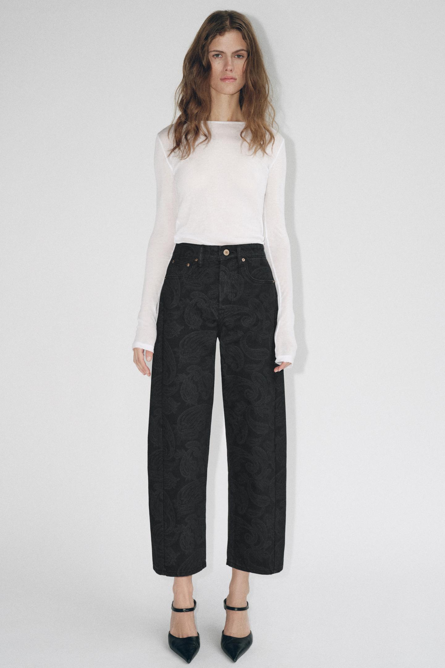 Женские джинсы Zara ZW Collection Mid-Rise Relaxed Ankle, цвет: Угольный серый — фото 1