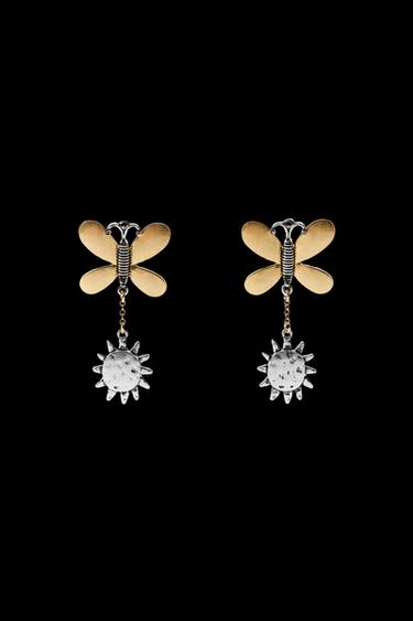 Zara BUTTERFLY CONTRAST EARRINGS - Gold / Silver - Image 0