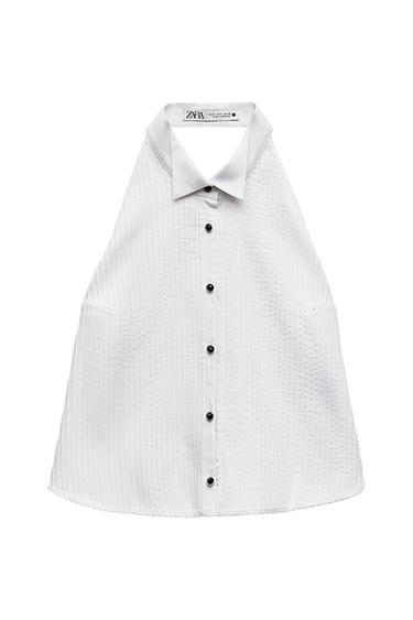 ZW COLLECTION HALTER TOP WITH TUXEDO COLLAR