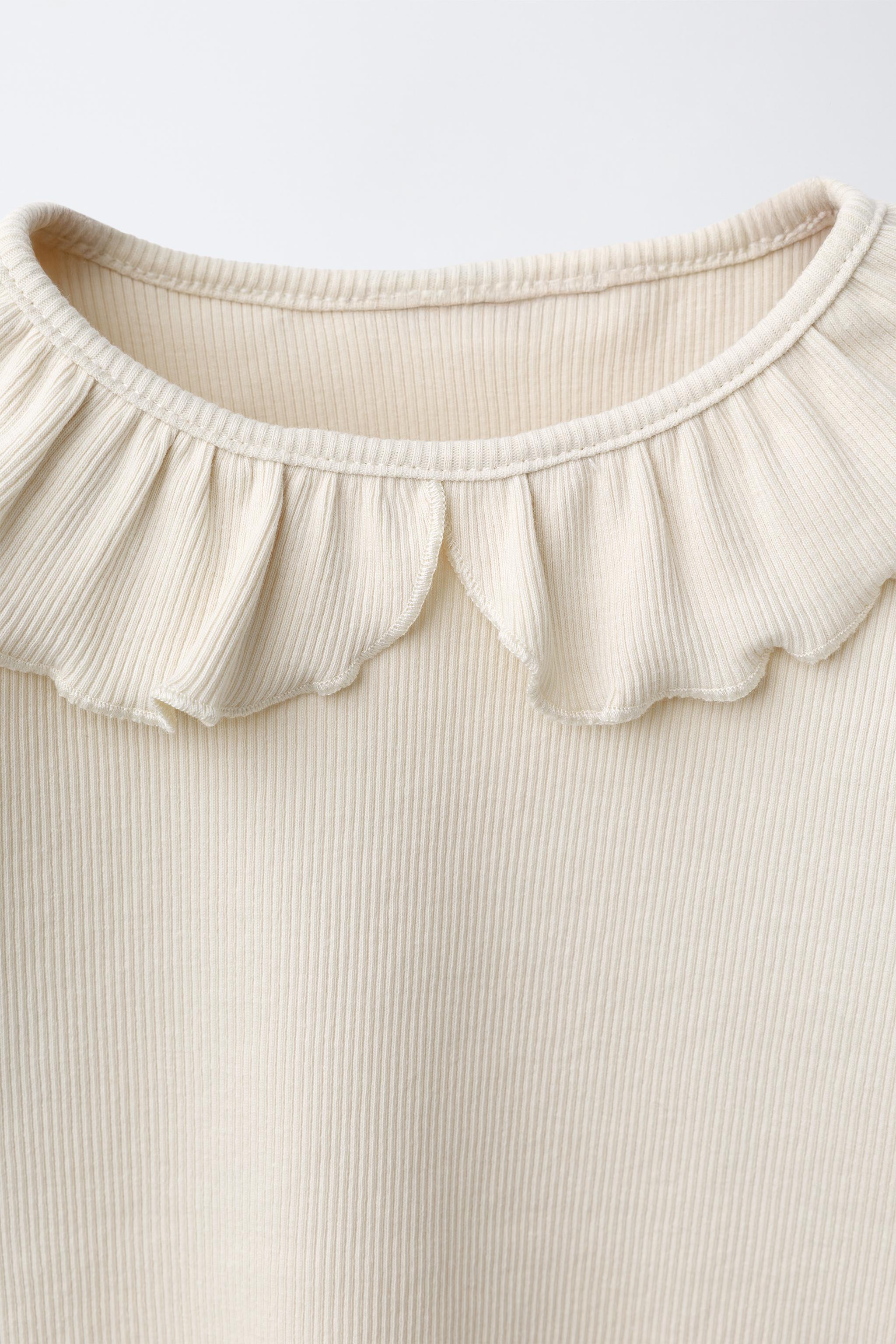 Детские футболки Zara PETER PAN COLLAR RIBBED T-SHIRT — фото 3