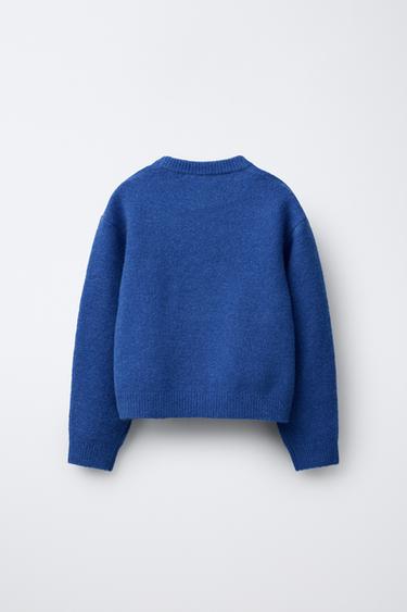 KNIT SWEATER WITH SEQUIN FLOWERS - Bluish by Zara - Image 1