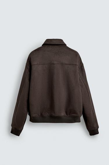 BLOUSON MATELASSÉ EFFET DAIM - Marron de Zara - Image 7