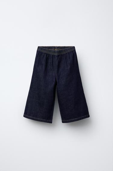 TIMELESZ - JEANS CULOTTE COM PESPONTOS - Índigo-escuro da Zara